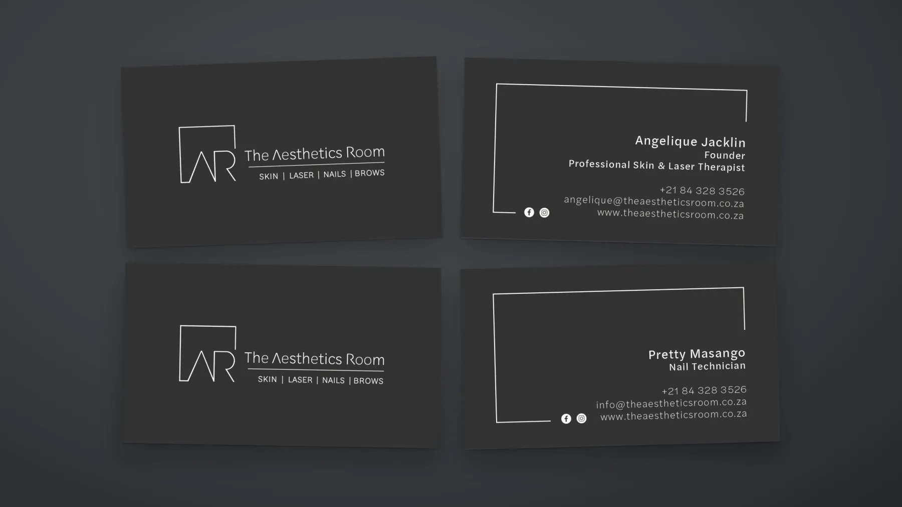 Business card fronts and backs