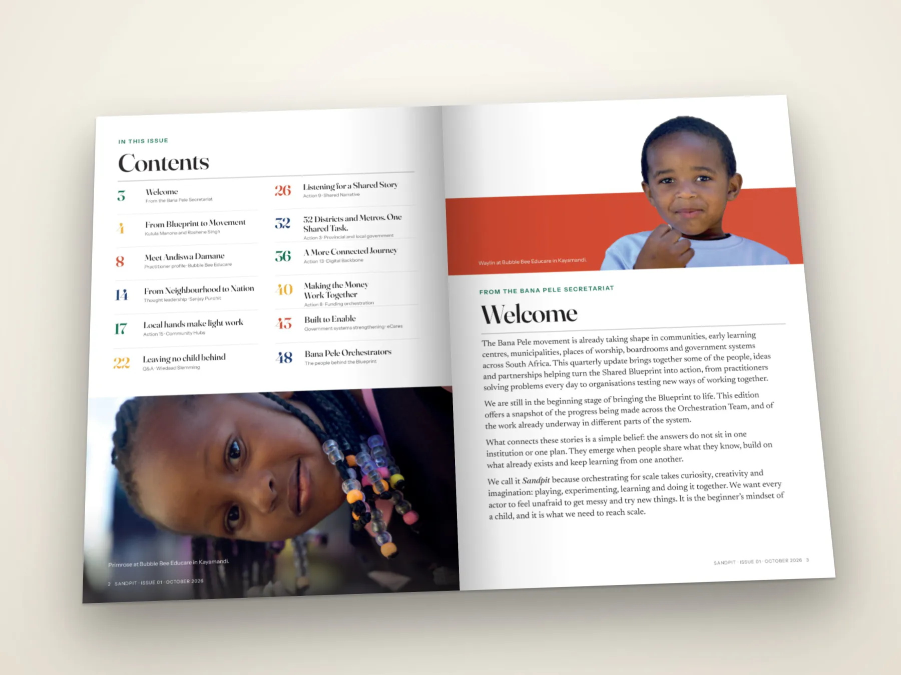 Sandpit spread: contents and welcome