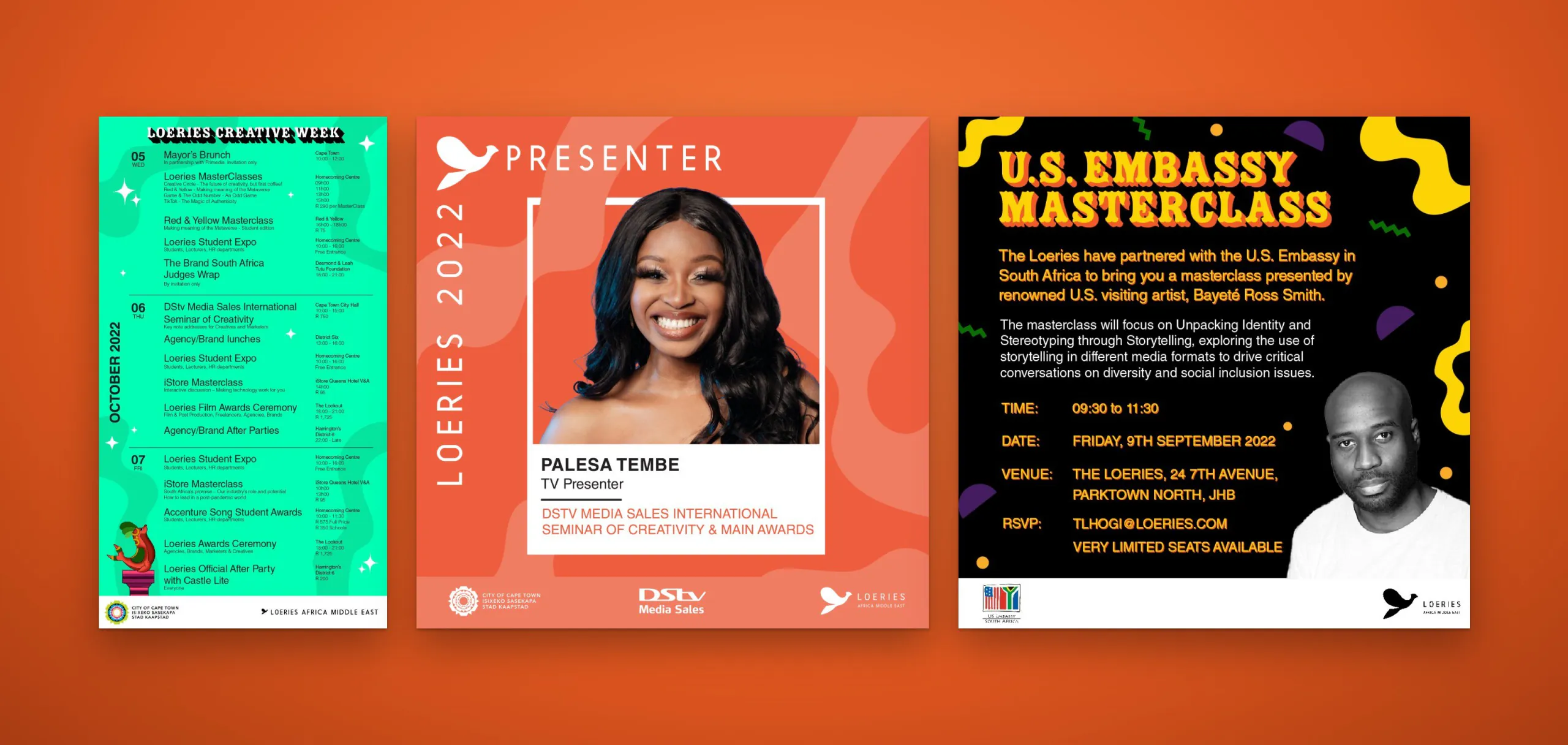 2022 schedule screen, presenter and masterclass invitation