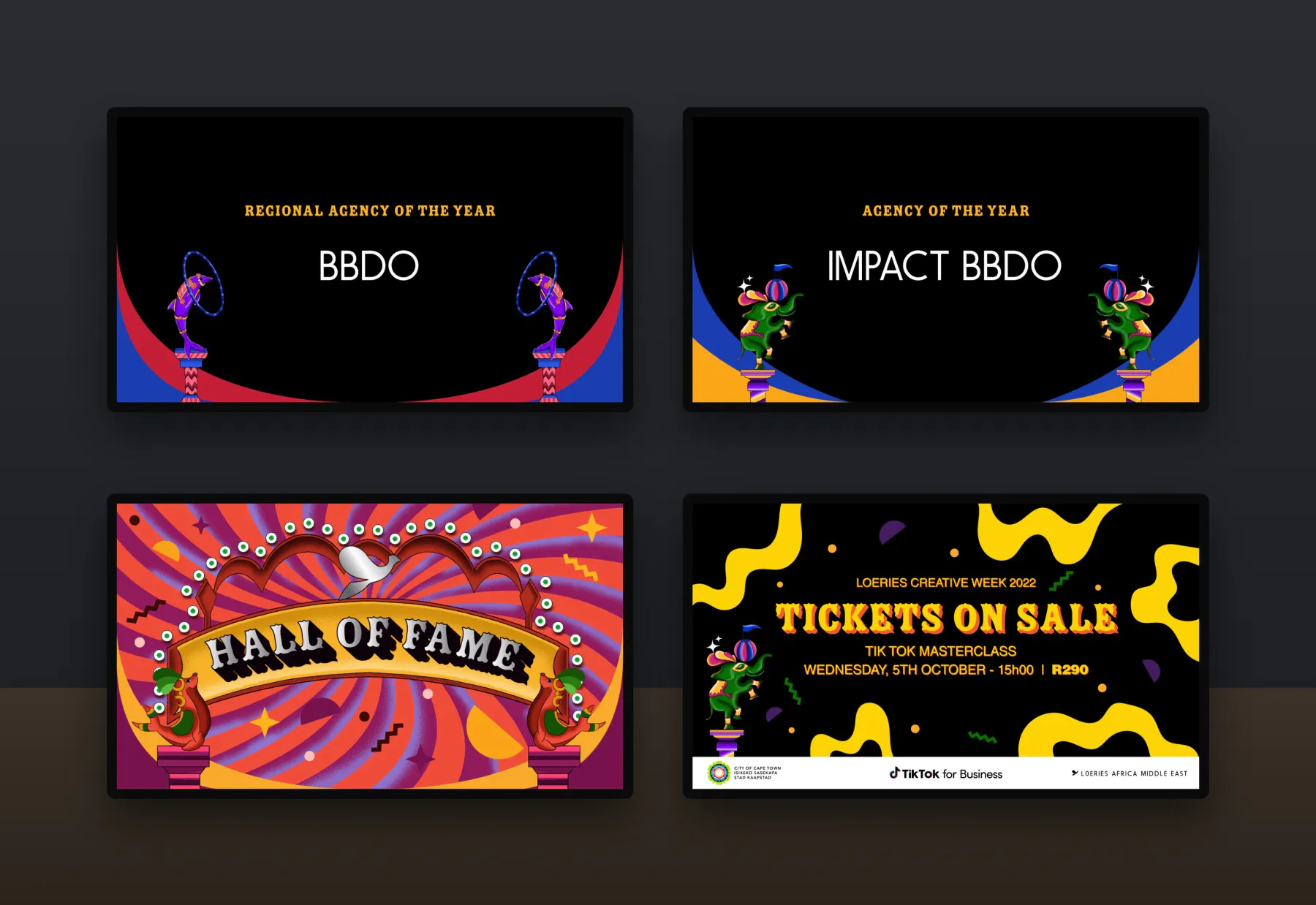 2022 award-show screens and ticket banners